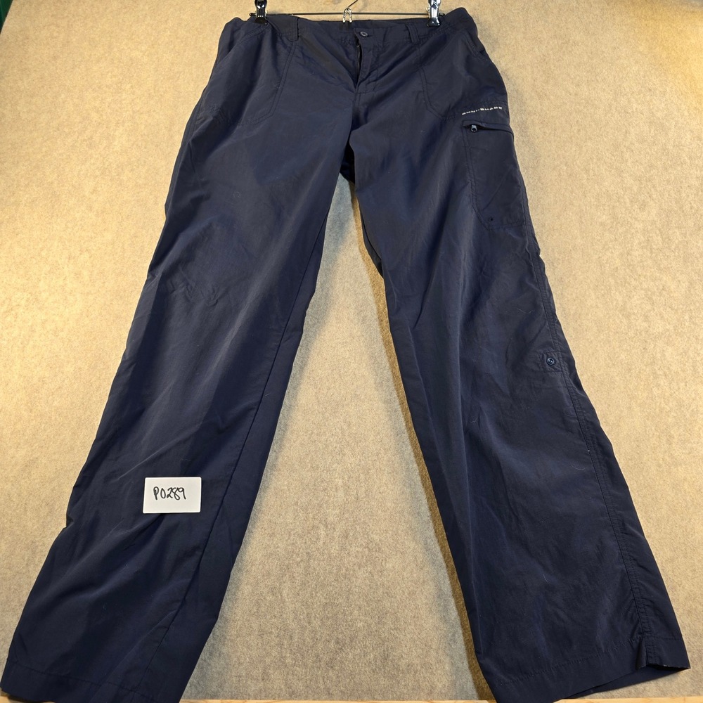 Columbia PFG‎ Omni-Shade Fishing Pants Womens 10 Regular Navy Blue Roll Up Leg